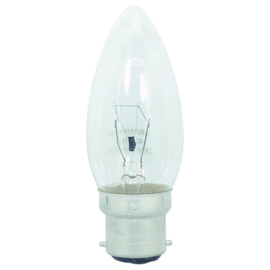 Mirabella Candle Incandescent Light Bulb B22 240V 25W Clear 2Pcs