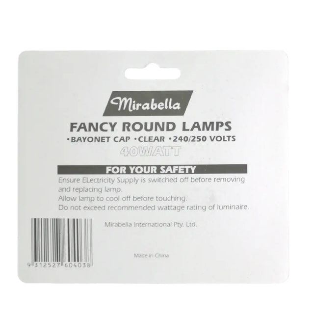 Mirabella fancy round lamps packaging on a white background