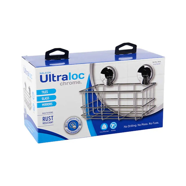 Ultraloc chrome corner shelf packaging on a white background