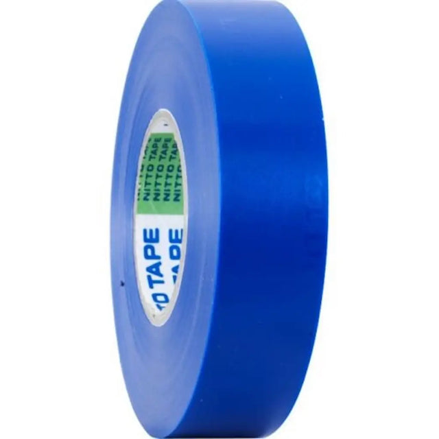 Blue tape roll with visible brand name on a white background