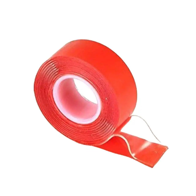 Roll of red tape on a white background