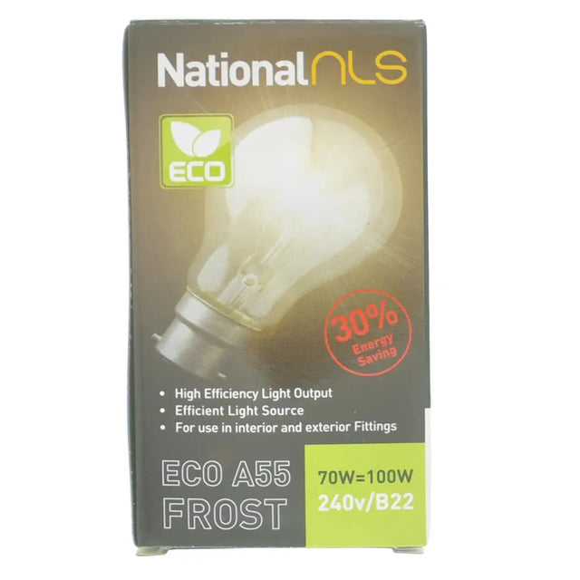 National NLS eco light bulb packaging with a light bulb illustration on a white background