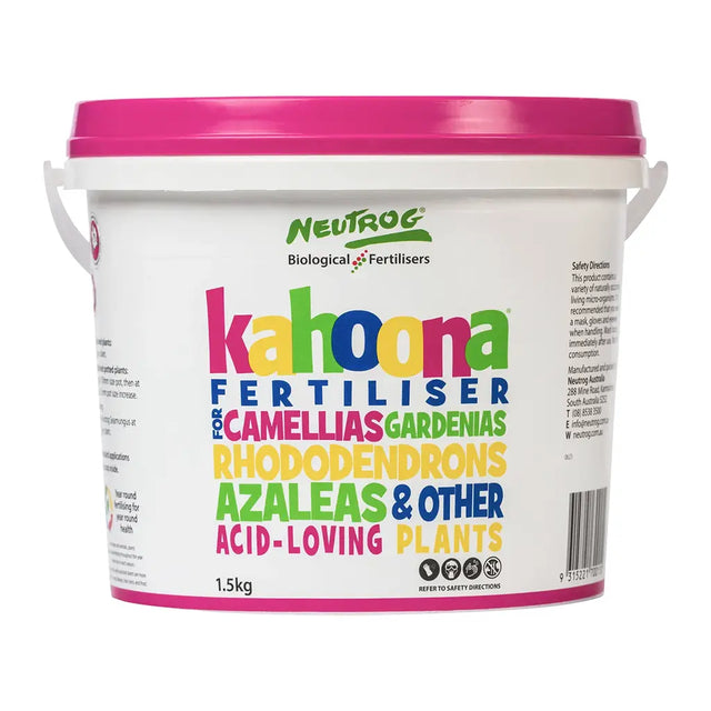 Neutrog Biological Fertilisers kahoona fertiliser container on a white background