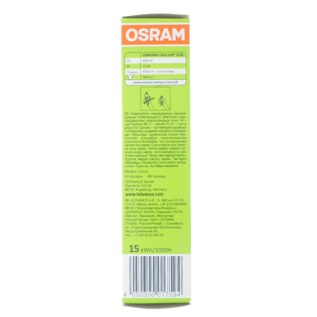 OSRAM DULUX D/E Compact Fluorescent Light Bulb G24q-1 13W/840