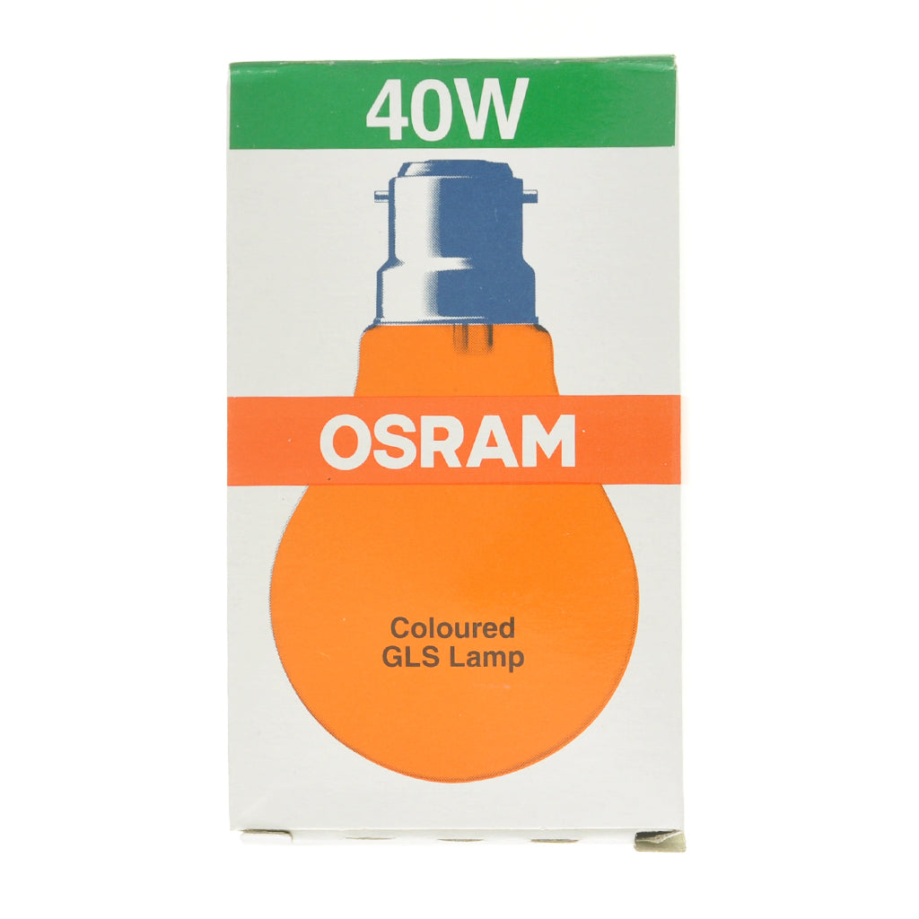 OSRAM GLS Party Coloured Light Bulb B22 240V 40W Orange
