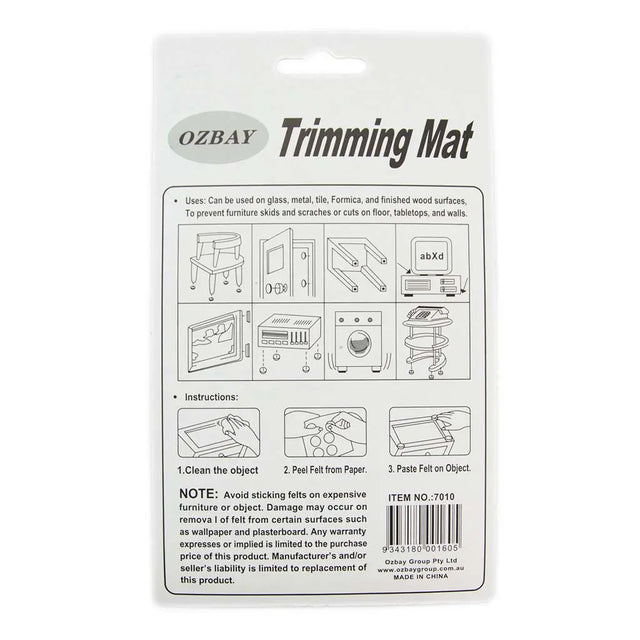 Ozbay Trimming Mat packaging with illustrations and text on a white background