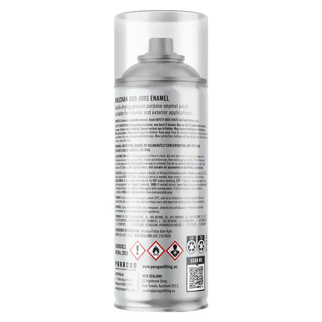clear gloss Spray paint can with label on a white background