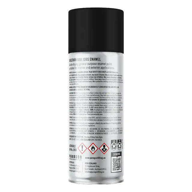 Spray paint can with label on a white background