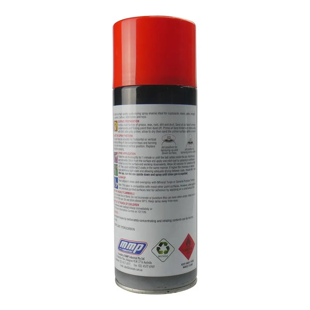 Aerosol can with a red cap on a white background