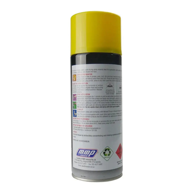 Spray can with yellow cap on a white background