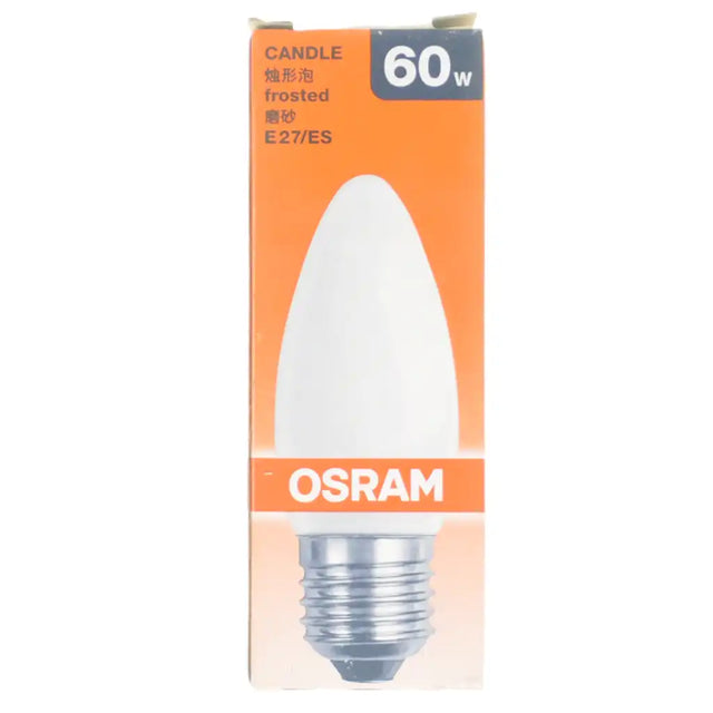 OSRAM candle light bulb packaging with orange background