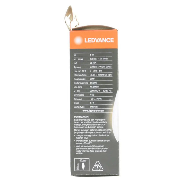 LEDVANCE packaging with technical specifications on a white background