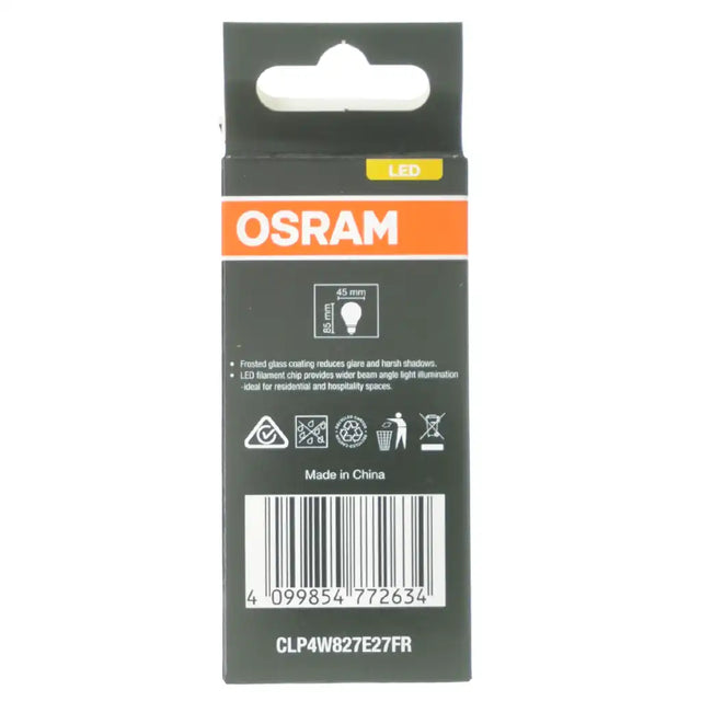 Osram Fancy Round E27 240V 4W W/W LED Light Bulb Pearl