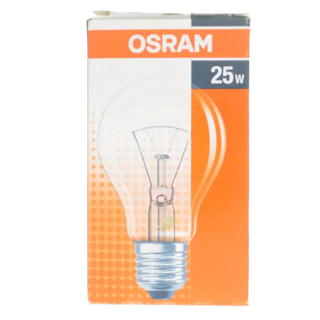 OSRAM light bulb packaging with an orange background