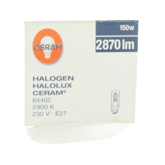 Osram JDD Halolux Ceram 150W packaging detail showing Made in Germany marking and CRI 100 colour rendering index