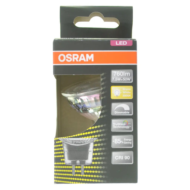 OSRAM LED light bulb packaging on a white background