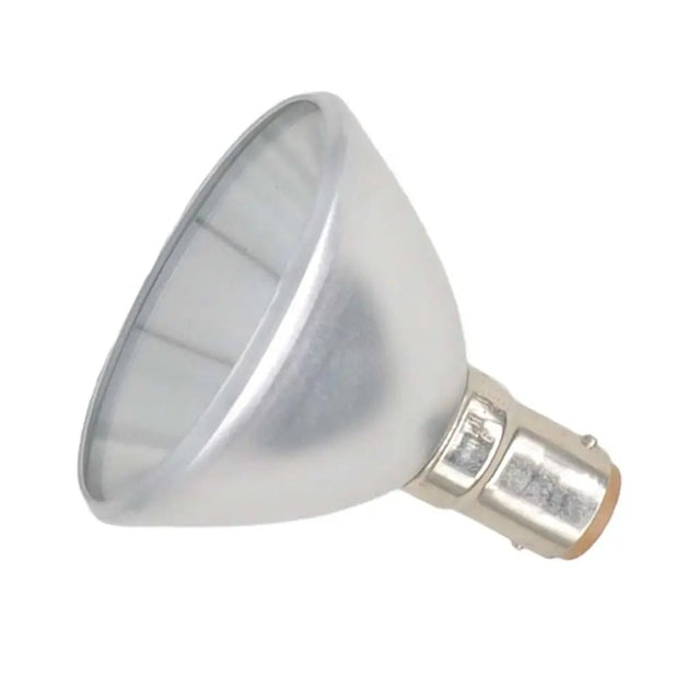 Silver halogen lamp bulb on a white background