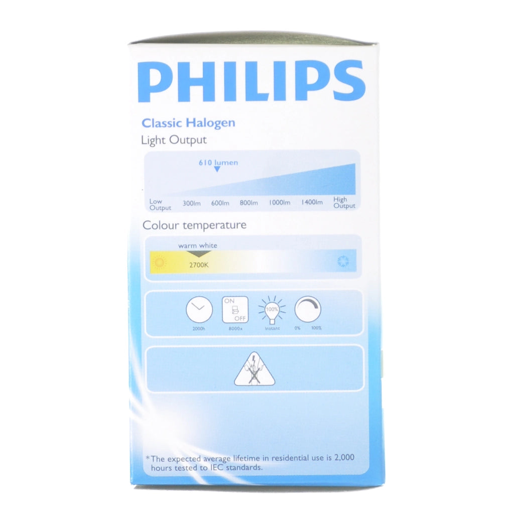 PHILIPS GLS Halogen Light Bulb B22 240V 42W Pearl