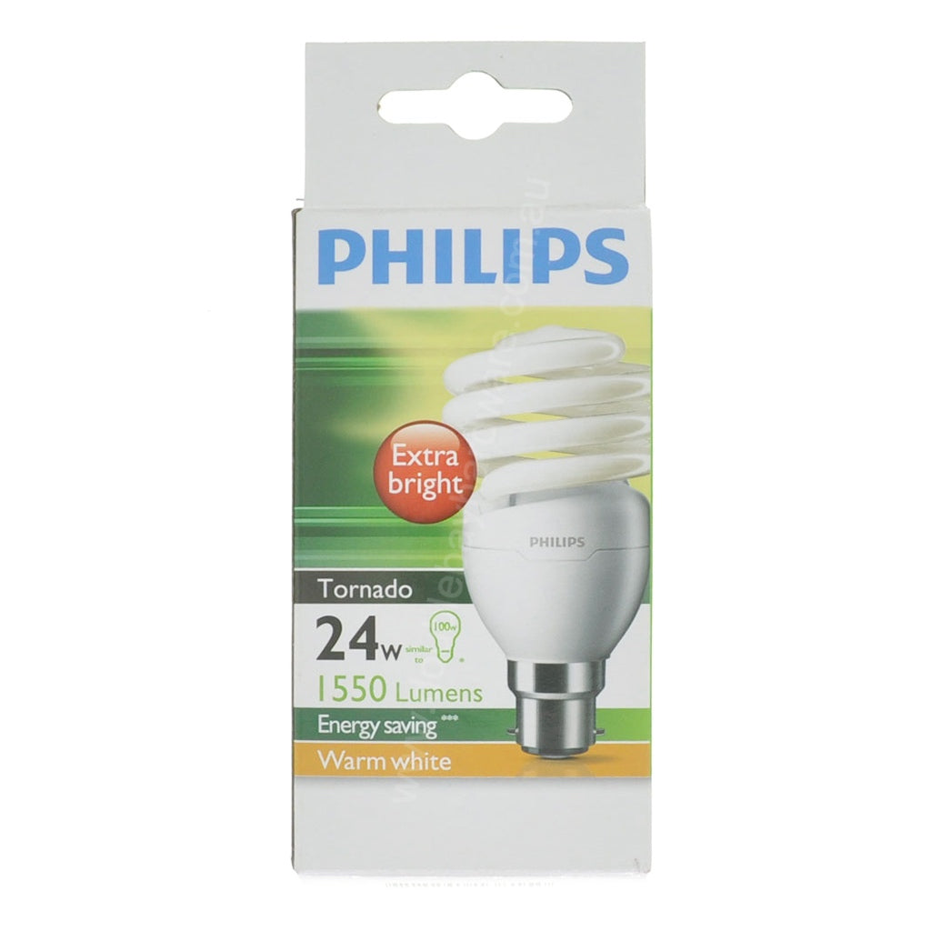PHILIPS Tornado Spiral Energy Saving Light Bulb B22 24W W/W 138150