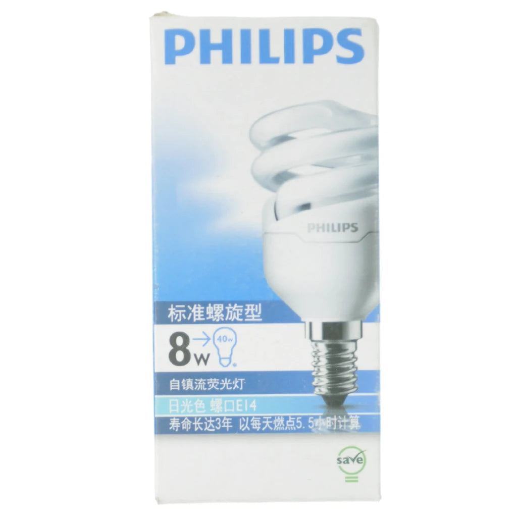 PHILIPS Tornado Spiral Energy Saving Light Bulb E14 240V 8W C/DL