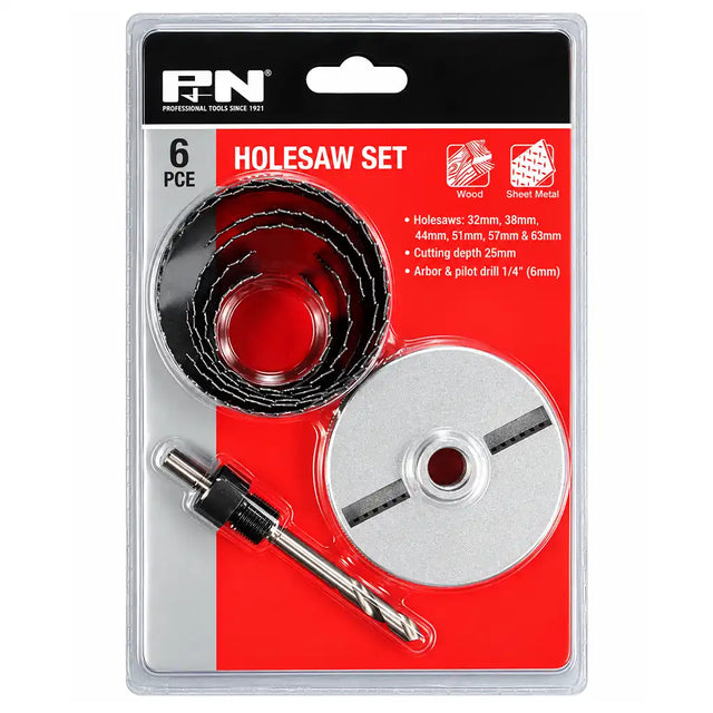 P&N Holesaw Set for Wood and Sheet Metal 6 Piece