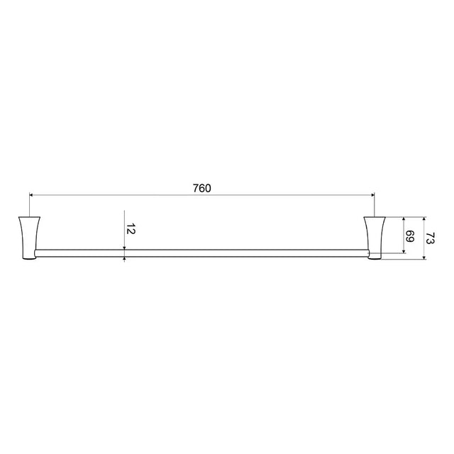 Technical drawing of a rectangular object with dimensions