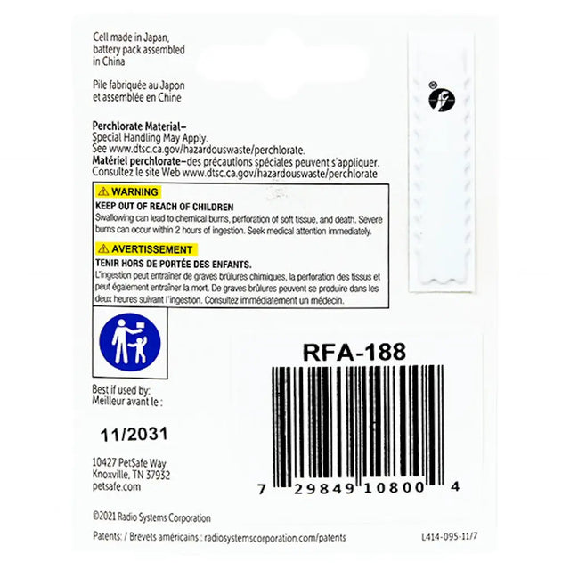 Back label of a product with text, symbols, and a barcode on a white background