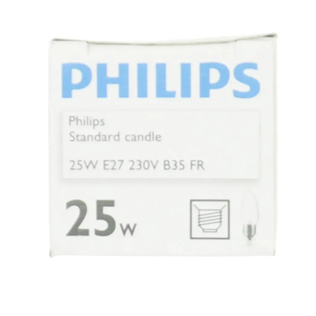 Philips light bulb packaging with specifications on a white background
