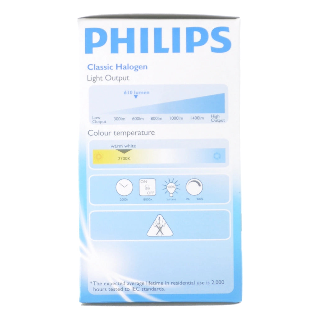 Philips GLS Halogen Light Bulb E27 240V 42W Pearl