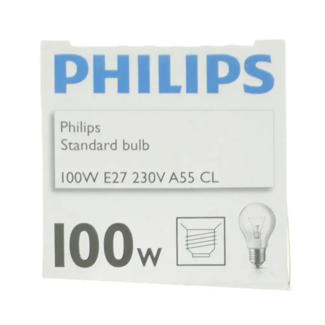 Philips 100w light bulb packaging on a white background