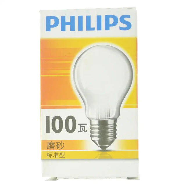 Philips light bulb packaging with a yellow background
