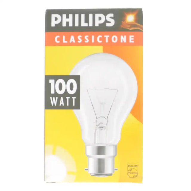 Philips light bulb packaging with a yellow background