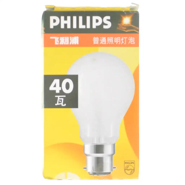 Philips light bulb packaging with a yellow background
