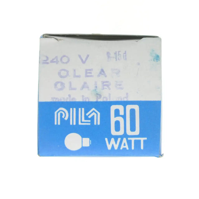 Light bulb packaging with 'Pila' branding and specifications on a white background