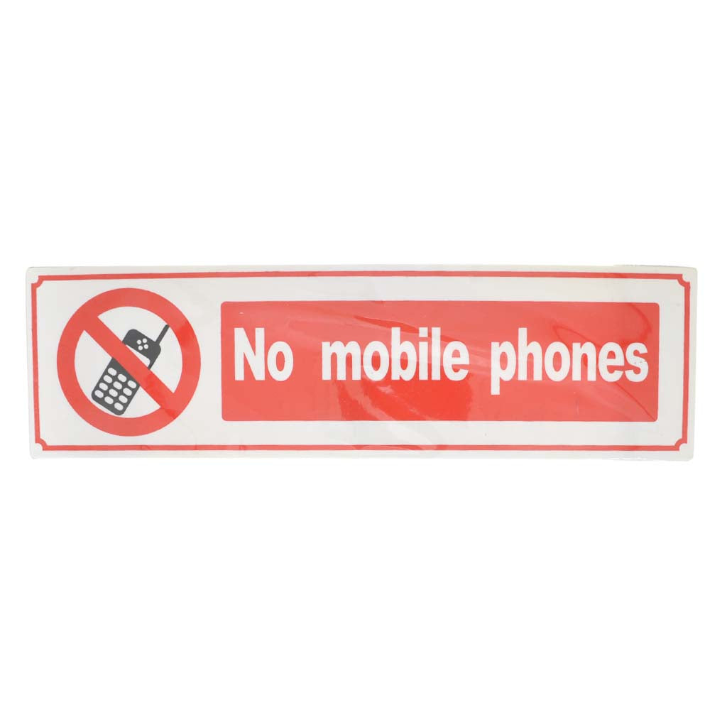 Plastic Self Adhesive Sign No Mobile Phones 330x95x2mm