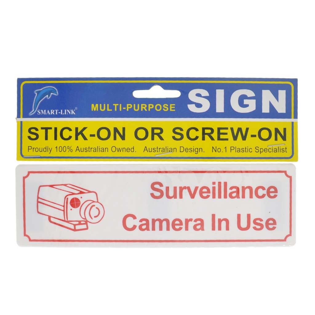 Plastic Self Adhesive Sign Surveillance Camera In Use 200x60x2mm 4085