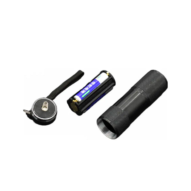 Three black electronic devices on a white background