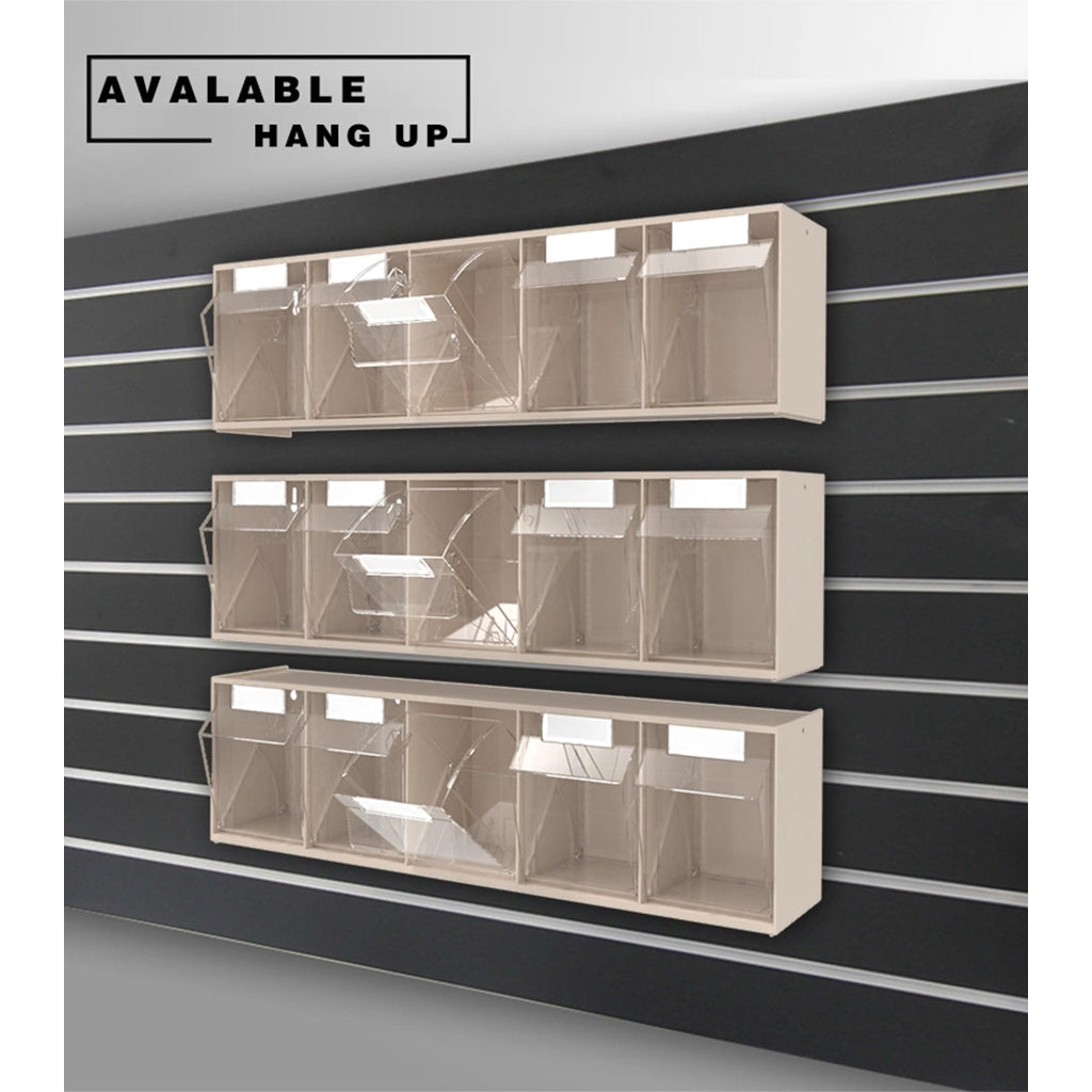Power Way Wall Mounted Tilt Box 5 Bins With Tags 600x133x164mm T5