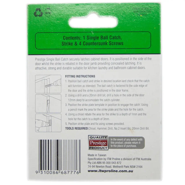 Back of a packaging for a cabinet door hardware kit with green top and white bottom.