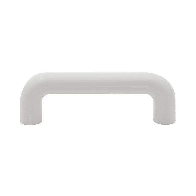 White cabinet handle on a white background