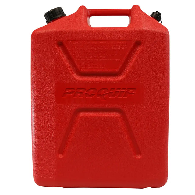 Red ProQuip fuel container on a white background