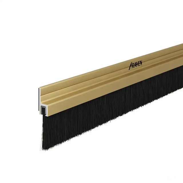 Long brush with black bristles and beige handle on a white background