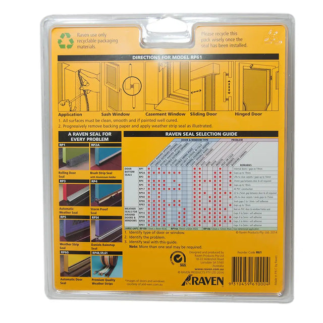 Raven seal packaging with installation instructions and product details on a white background