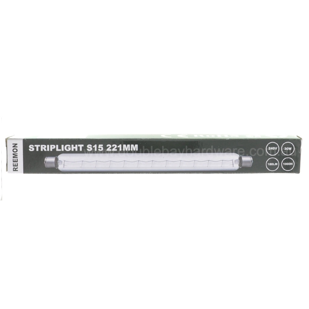 REEMON Double Ended Tubular Strip Light S15 30W Clear 221mm