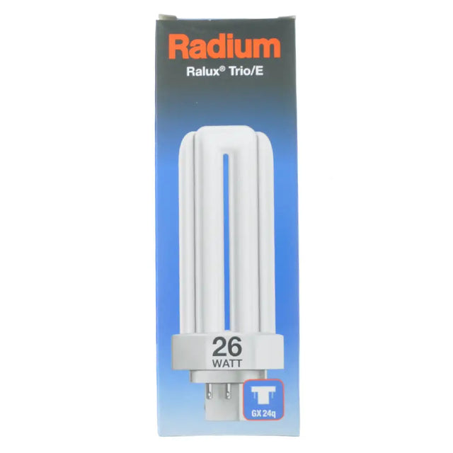 Radium Ralux Trio/E fluorescent bulb packaging on a white background