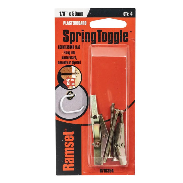 Packaged Spring Toggle with Ramset branding on an orange background