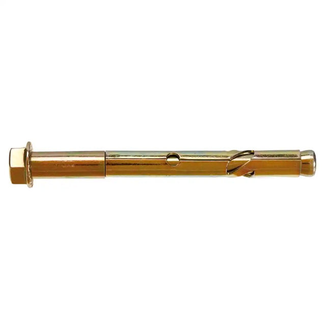 Gold metal bolt on a white background