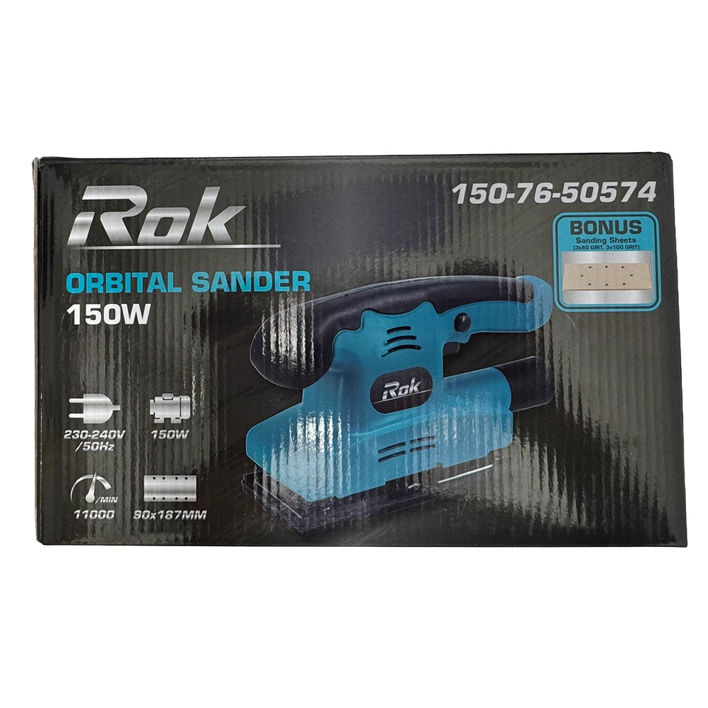 Rok Orbital Sander 150W With Bonus Sanding Sheet 150-76-50574