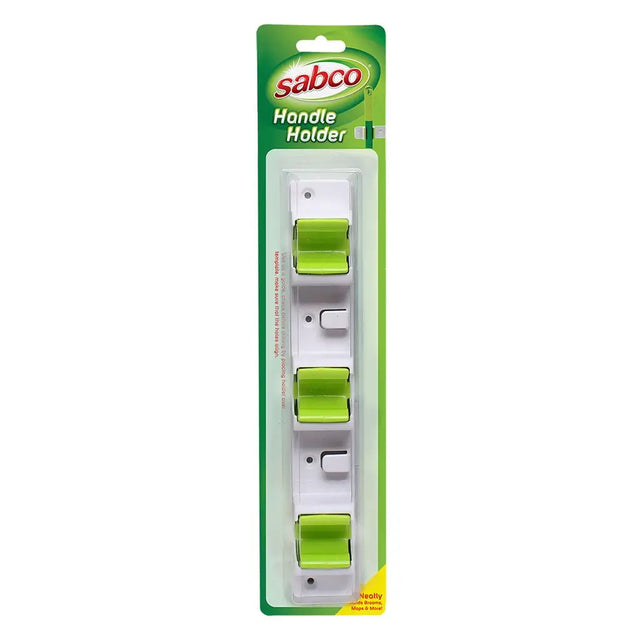 Sabco handle holder packaging with green and white design on a white background