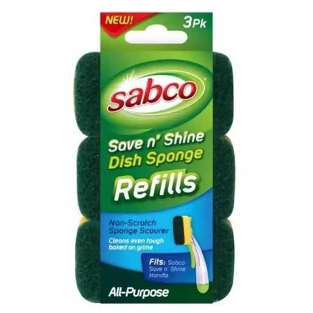 Sabco Save n' Shine Dish Sponge Refills packaging on a white background